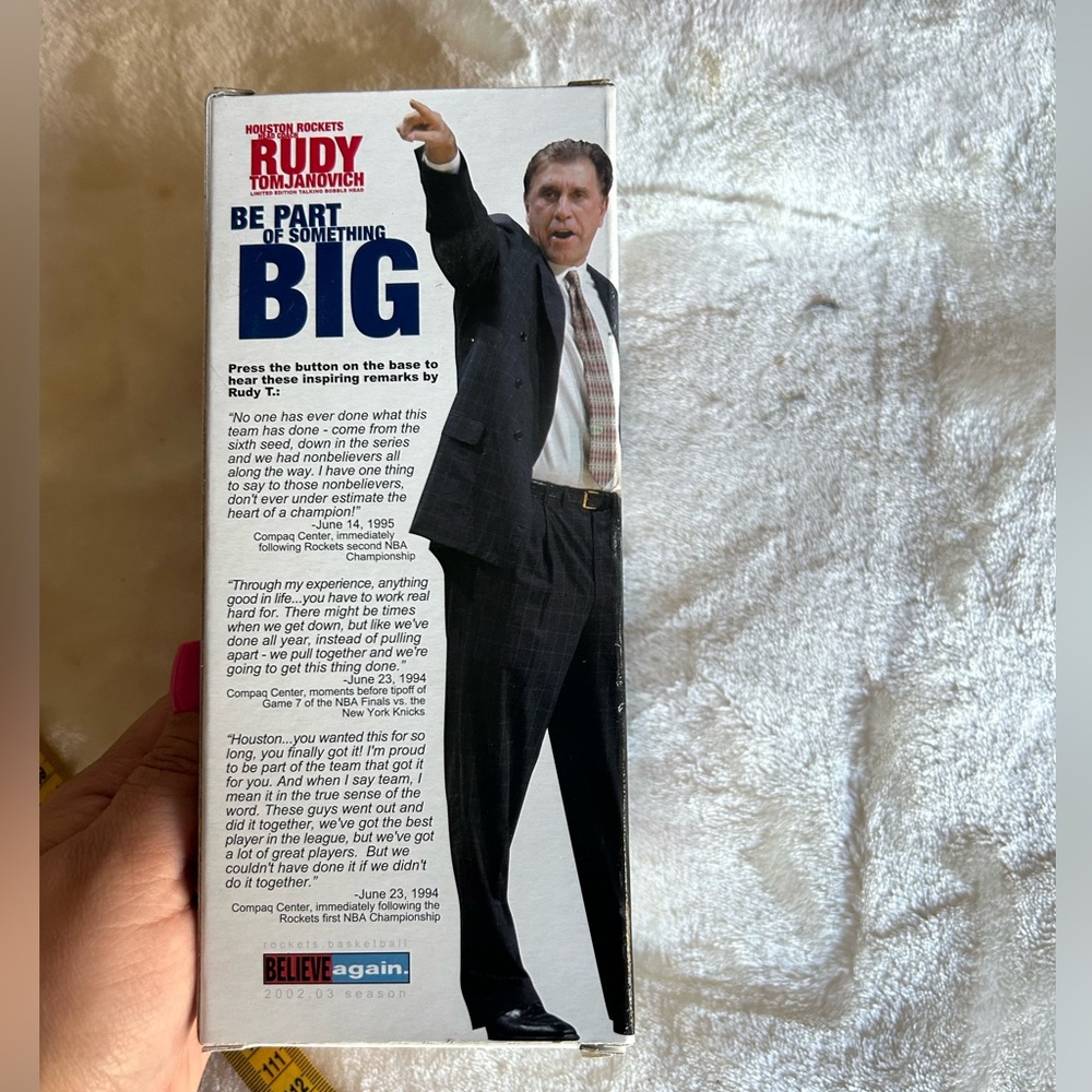 Houston Rockets Rudy Tomjanovich Talking Bobblehead - Picture 4 of 5